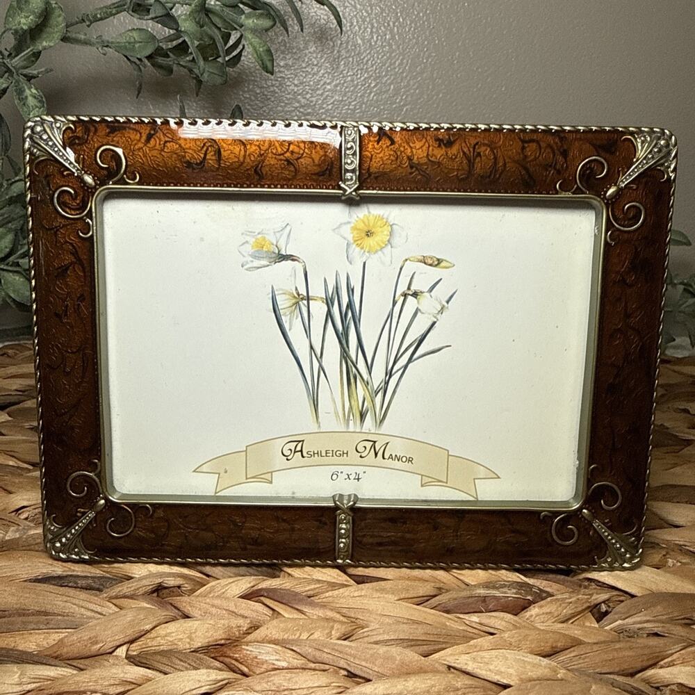 Ashleigh Manor Ornate 6x4 Picture Frame Amber Gold Tone Baroque Easel Back